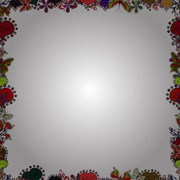 Seamless. Quadratic frames doodles. Vector. Picture in black, white and red colo Stock Illustration