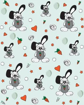 Seamless rabbit pattern and carrots Stock Illustration