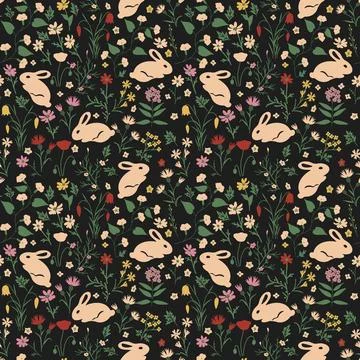 Seamless rabbits pattern Stock Illustration