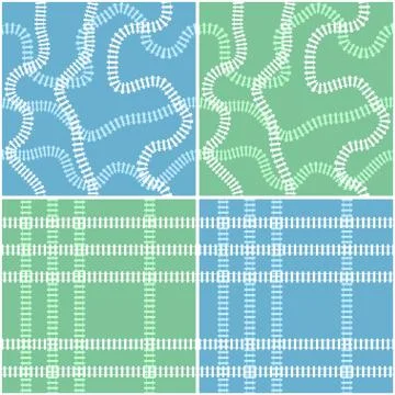 Seamless railroad background set Stock Illustration