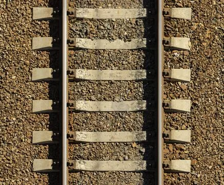 Seamless railroad Pattern, backdrop with space for text. Top view. Shiny iron Stock Photos