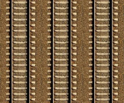 Seamless railroad Pattern, backdrop with space for text. Top view. Shiny iron Stock Photos