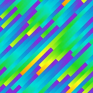 Seamless rainbow abstract pattern. Geometric print composed of colored strips Stock Illustration