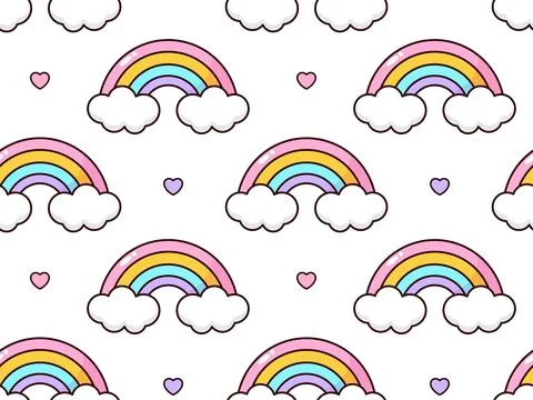 Seamless rainbow and heart pattern Ilustración de archivo
