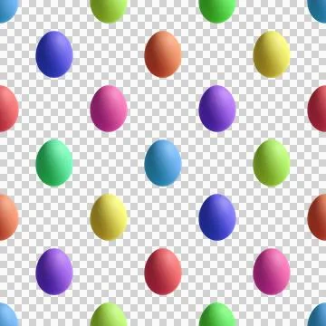 Seamless Rainbow Colored Easter Egg Pattern on transparent background イラスト素材
