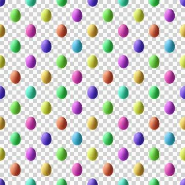 Seamless Rainbow Colored Easter Egg Pattern on transparent backdrop Stock Illustration
