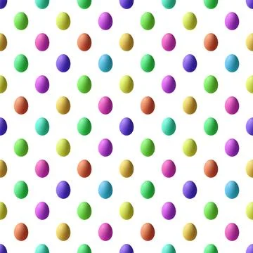 Seamless Rainbow Colored Easter Egg Pattern on white background 스톡 사진