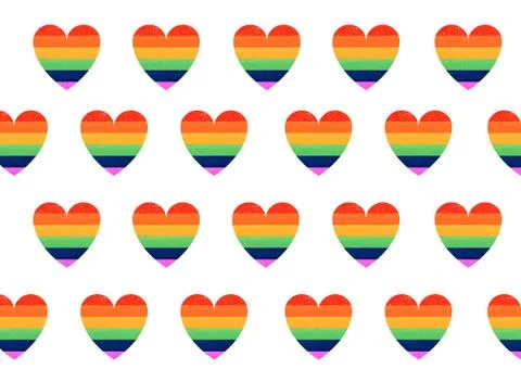 Seamless Rainbow Heart Shape Pattern Background Stock Photos