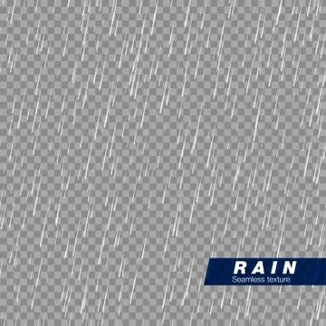 Seamless rainfall texture. Rain drop effect. Vector isolated on transparent b Stock Illustration