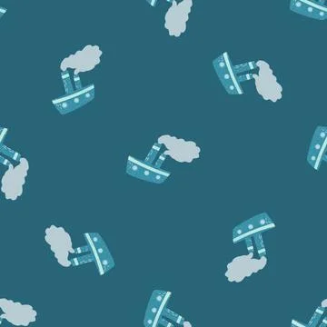 Seamless random pattern with cartoon baby steamer ship doodle ornament. Blue  Stockillustratie