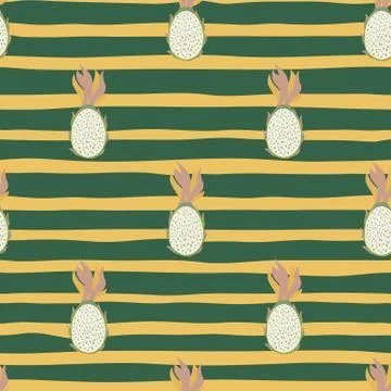 Seamless random pattern with dragon fruits ornament. 스톡 일러스트