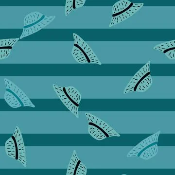 Seamless random pattern with hand drawn decorative panama print. Striped blue Stock Illustration