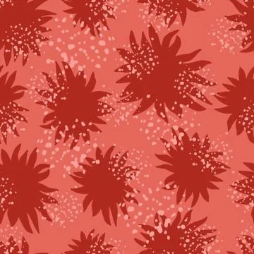 Seamless random pattern with scribble star ornament. Red geometric silhouette 스톡 일러스트