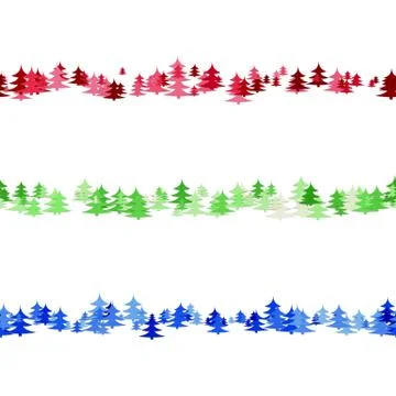 Seamless random pine tree pattern paragraph divider line set Illustrazione stock