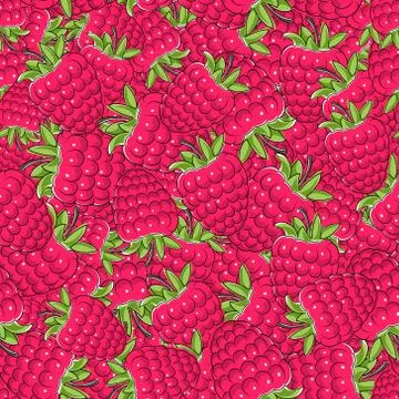 Seamless Raspberries Pattern Stock Illustration