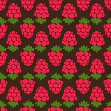 Seamless raspberry background brown pattern Stock Illustration