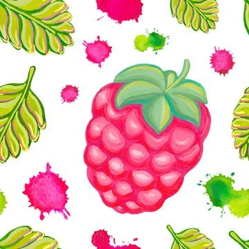 Seamless raspberry  illustration Illustrazione stock