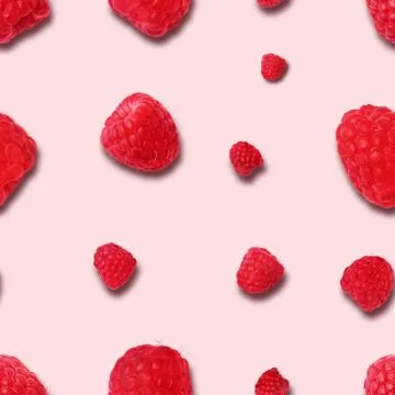 Seamless raspberry pattern on pink Stock Photos