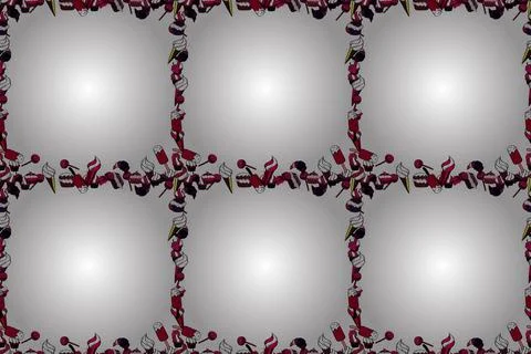 Seamless. Raster illustration. Comic style doodle frame consists of black, red a Illustrazione stock