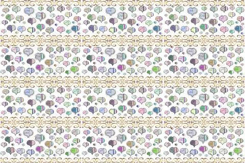 Seamless raster love pattern with hearts. Raster illustration. Pattern for wrapp 스톡 일러스트