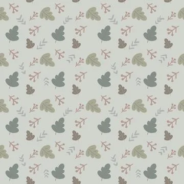 Seamless raster pattern with autumn leaves and pastel branches Stock Illustration