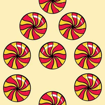 Seamless raster pattern candy lollipop in a round shape of different color on a Stock Illustration