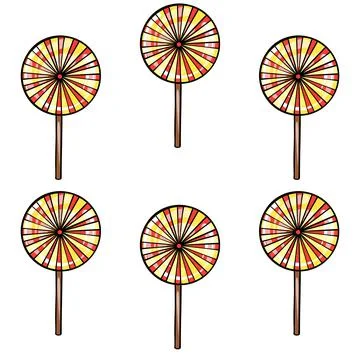Seamless raster pattern of candy lollipop in a round shape of orange color with Stock Illustration