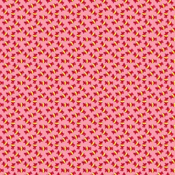Seamless raster pattern of candy wrapped in red color with yellow stripe on pink Stock Illustration