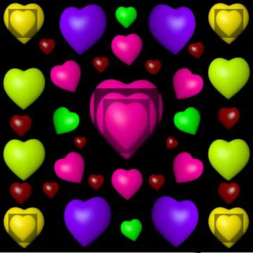 Seamless raster pattern with hearts. Colorful illustration. Romantic. 스톡 일러스트