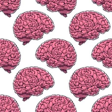 Seamless realistic brain Stock Illustration