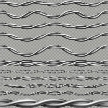 Seamless realistic electrical wires cables border. Flexible endless computer Stock Illustration