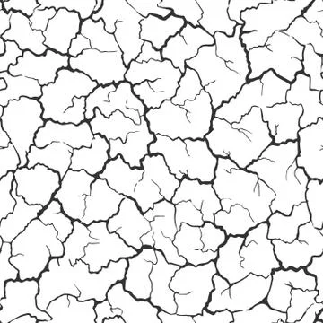 Seamless realistic pattern. Imitation print of dry soil of desert. Black crac Stock Illustration