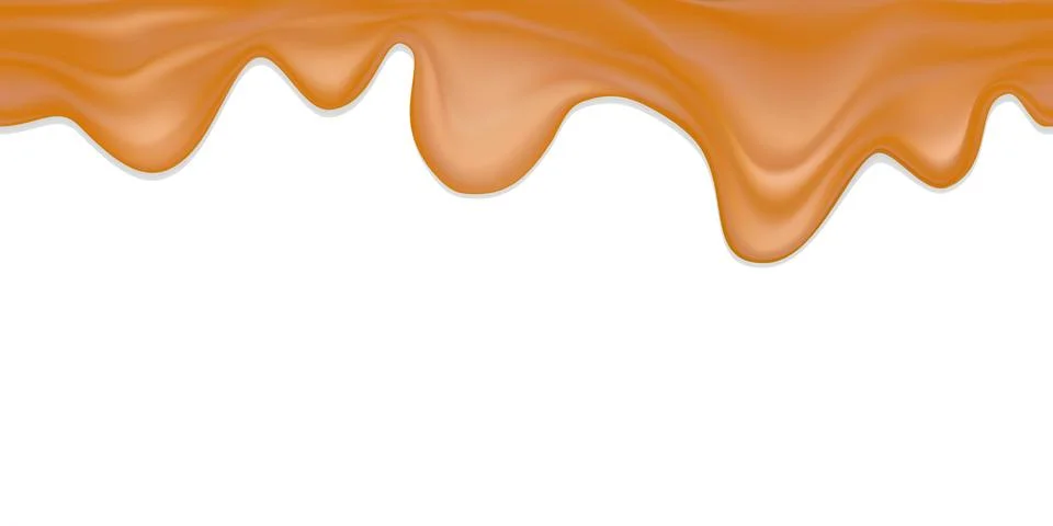 Seamless realistic vector border of liquid caramel.Boiled condensed milk with Illustration