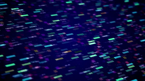 Seamless rectangles and numbers. Technological digital color background HUD.Loop Stock Footage 253381105