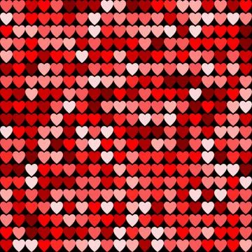 Seamless red abstract pattern. Geometric print composed of hearts on dark bac Stock Illustration