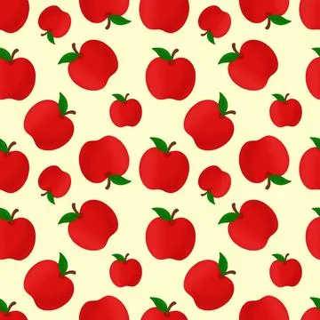 Seamless Red Apple Fruit Pattern on Light Background Stock Illustration