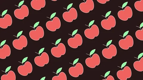 Seamless red apple pattern on an abstract background animation. Minimalist fruit Video stock 331866960