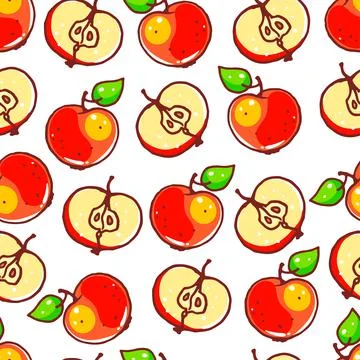 Seamless red apples Stock Illustration