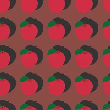 Seamless red apples illustration pattern. simple fruit illustration pattern. Stock Illustration