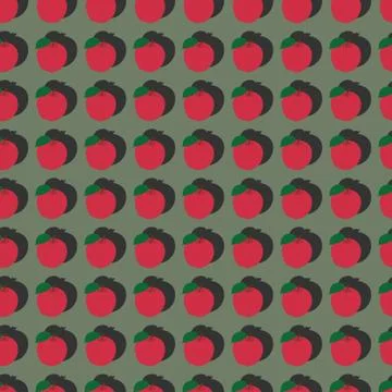 Seamless red apples illustration pattern. simple fruit illustration pattern. Stock Illustration