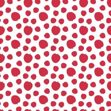 Seamless red apples pattern. simple fruit illustration pattern. Stock Illustration