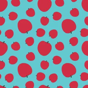 Seamless red apples pattern. simple fruit illustration pattern. Stock Illustration