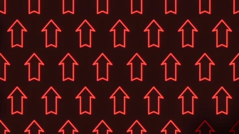 Seamless red arrow pattern on black background with upward and downward pointing Video stock 292963833