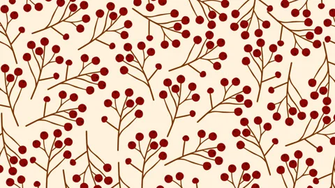 Seamless Red Berry Branch Pattern Background for Autumn and Holiday Seasonal Stock Footage 339174723