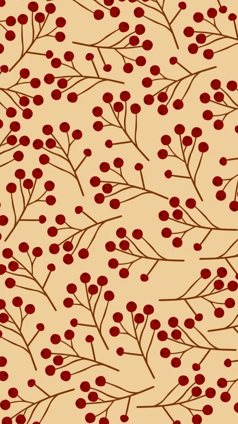 Seamless Red Berry Branch Pattern Background for Autumn Nature Footage Stock Footage 339254796