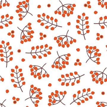 Seamless red berry pattern on white background Stock Illustration
