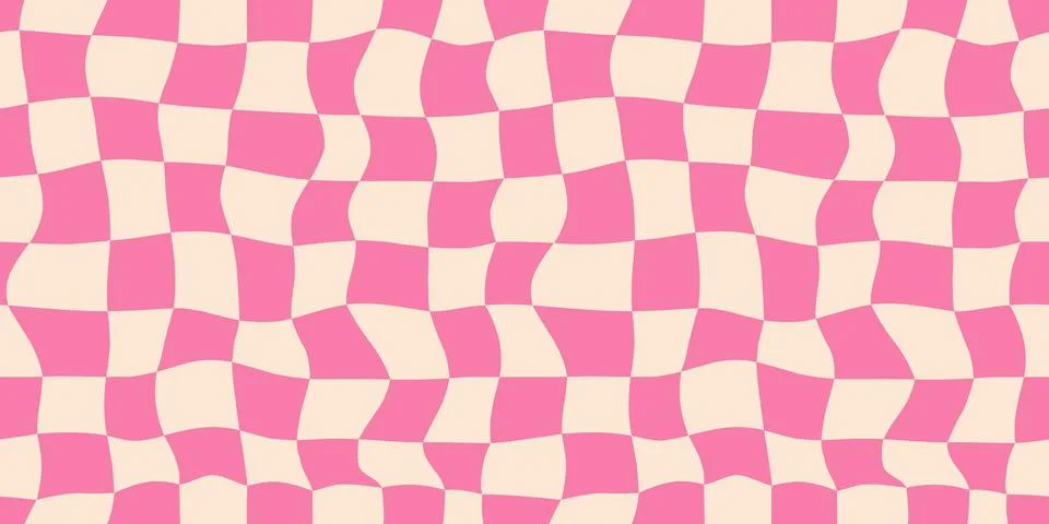 Seamless red checkerboard pattern. Repeating distorted checkered texture. Groovy Stock Illustration