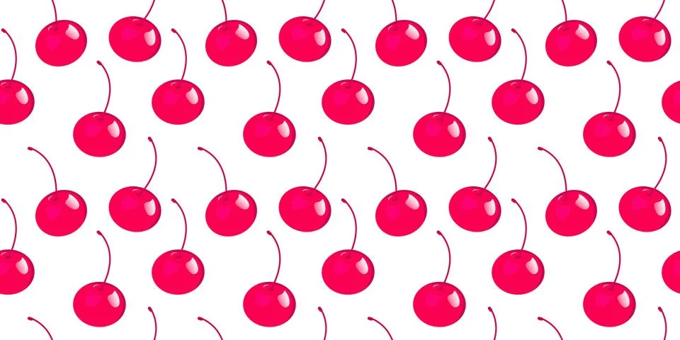 Seamless red cherry pattern design, flat cherry pattern Illustrazione stock