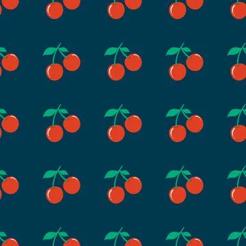Seamless red cherry pattern design, flat cherry pattern template wrapping pap Stock Photos