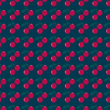 Seamless red cherry pattern design, flat cherry pattern template wrapping pap 스톡 사진